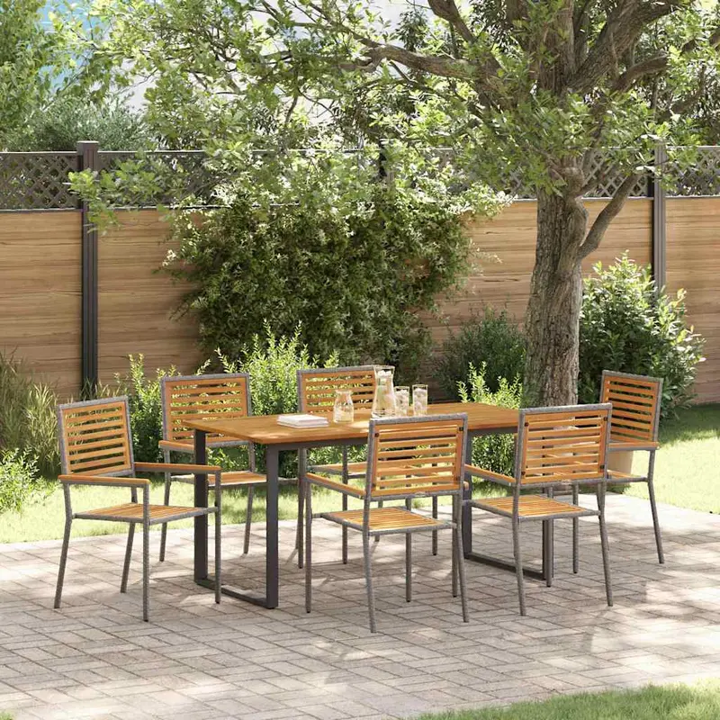 Conjunto de Comedor de Jardín 7 pcs Gris