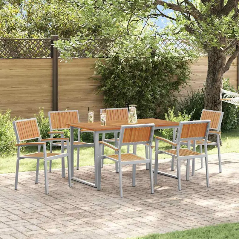 Conjunto de Comedor de Jardín 7 pcs Gris