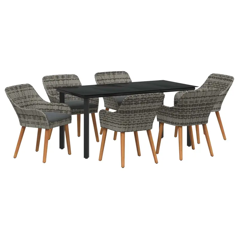 Conjunto de Comedor de Jardín 7 pcs Gris ratán sintético