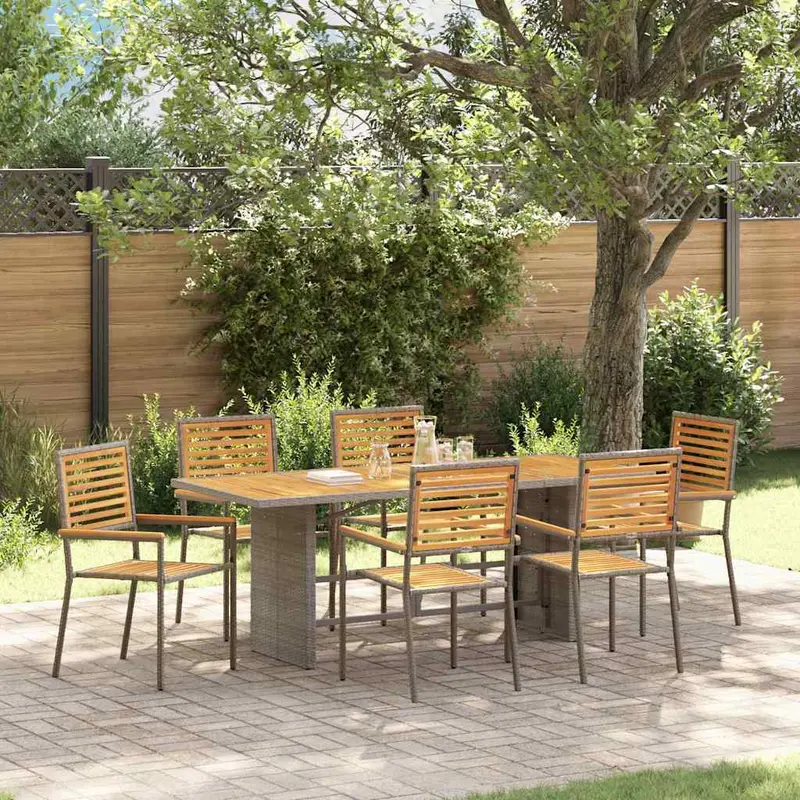 Conjunto de Comedor de Jardín 7 pcs Gris y marrón