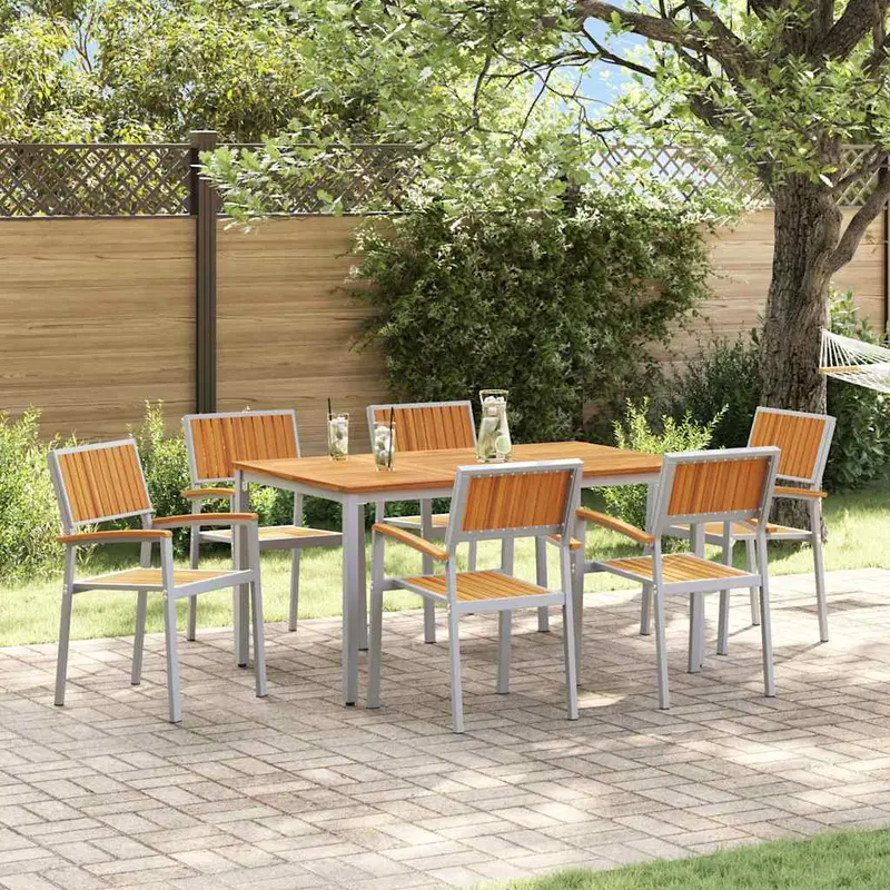 Conjunto de Comedor de Jardín 7 pcs Gris