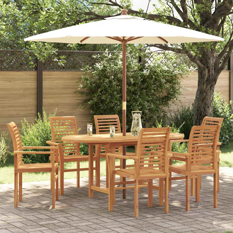 Conjunto de Comedor de Jardín 7 pcs Marrón