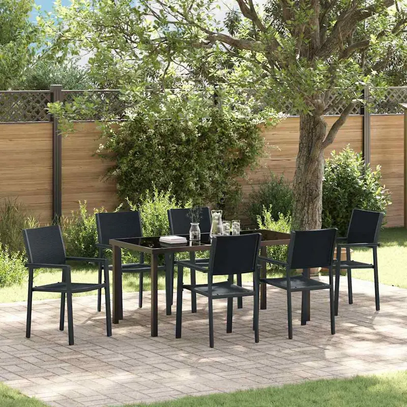 Conjunto de Comedor de Jardín 7 pcs Negro