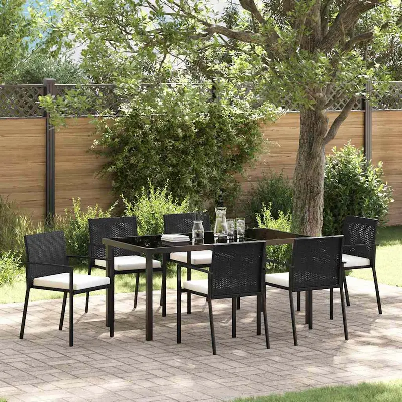 Conjunto de Comedor de Jardín 7 pcs Negro