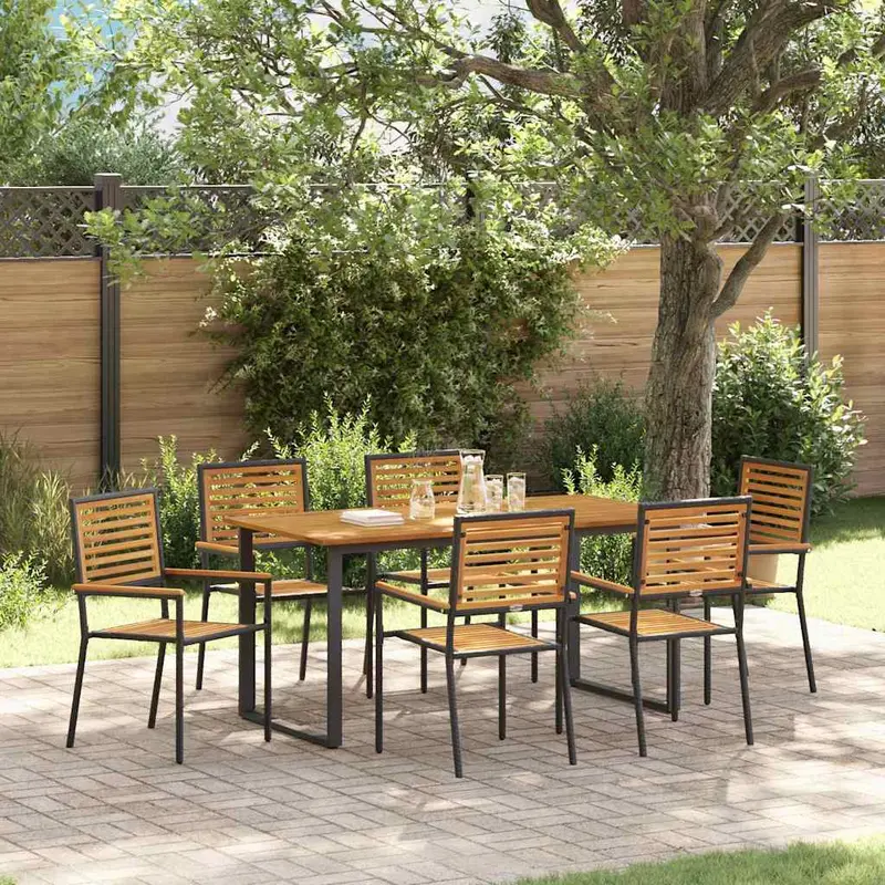 Conjunto de Comedor de Jardín 7 pcs Negro