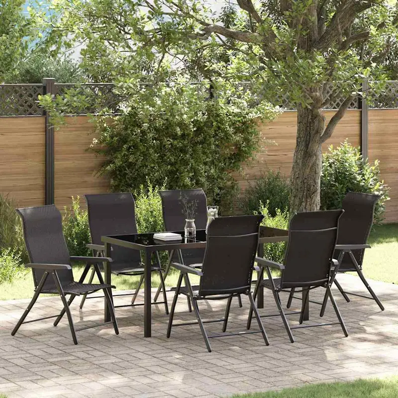 Conjunto de Comedor de Jardín 7 pcs Negro Café