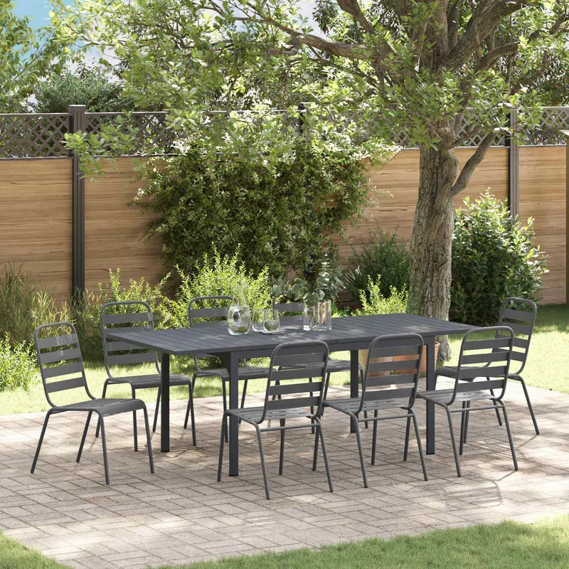Conjunto de Comedor de Jardín 9 pcs Antracita