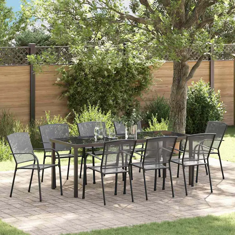 Conjunto de Comedor de Jardín 9 pcs Antracita