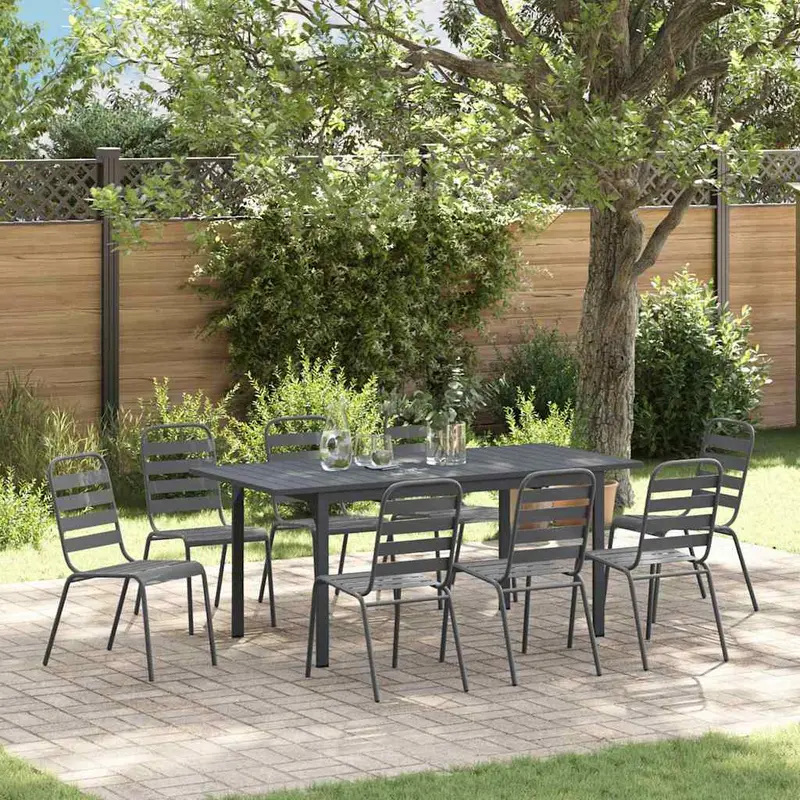 Conjunto de Comedor de Jardín 9 pcs Antracita