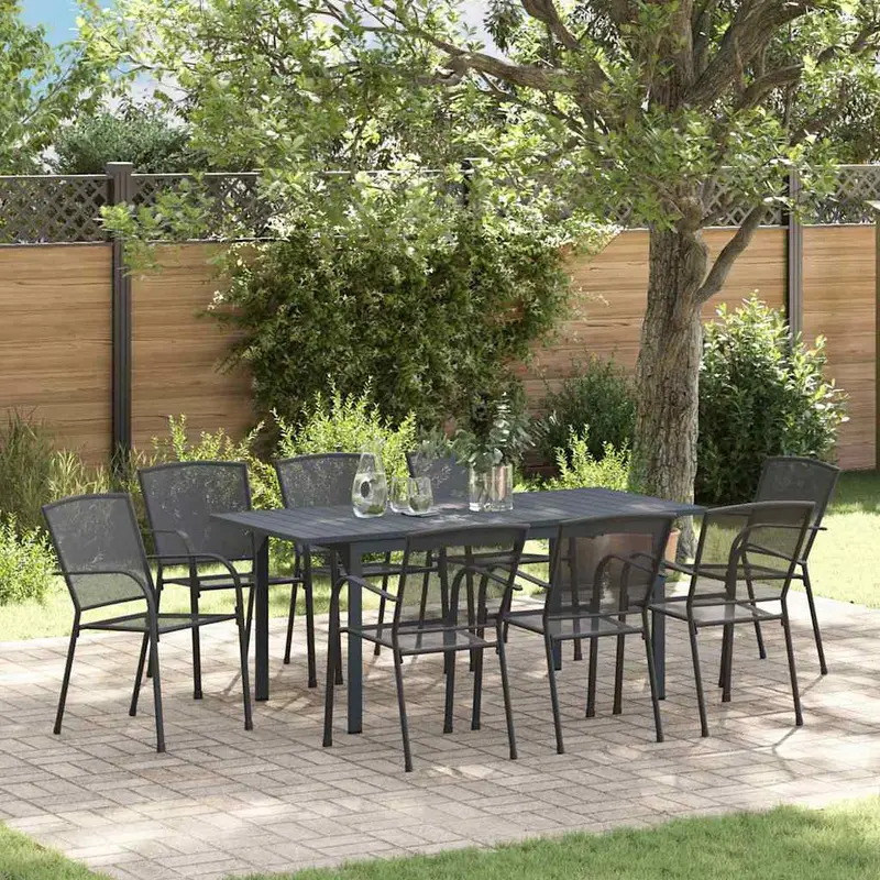 Conjunto de Comedor de Jardín 9 pcs Antracita