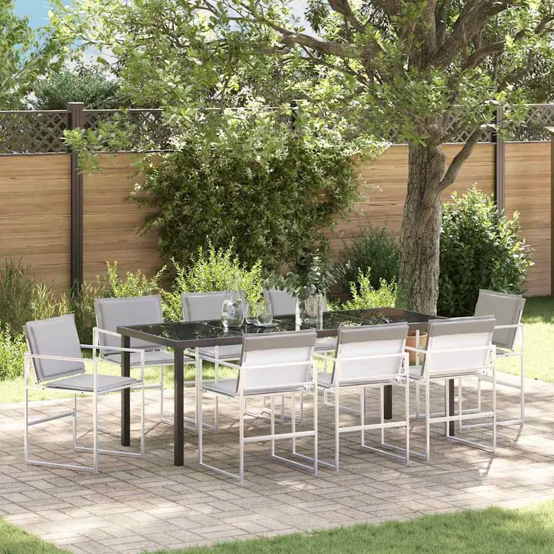 Conjunto de Comedor de Jardín 9 pcs Blanco 200 x 80 x 73 cm
