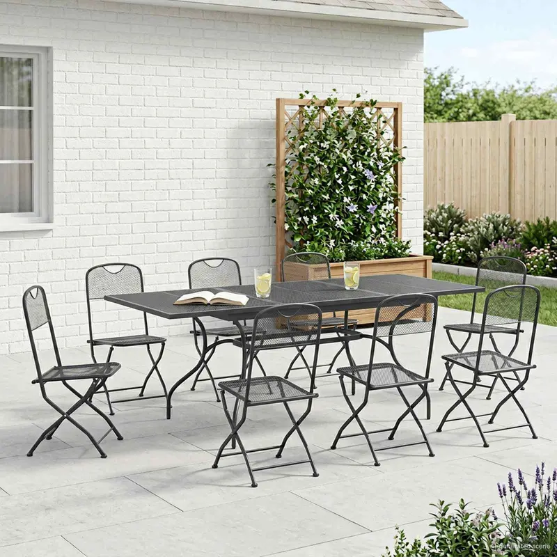 Conjunto de Comedor de Jardín 9 pcs Gris antracita