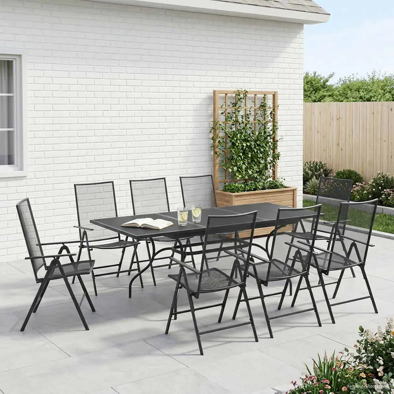 Conjunto de Comedor de Jardín 9 pcs Gris antracita