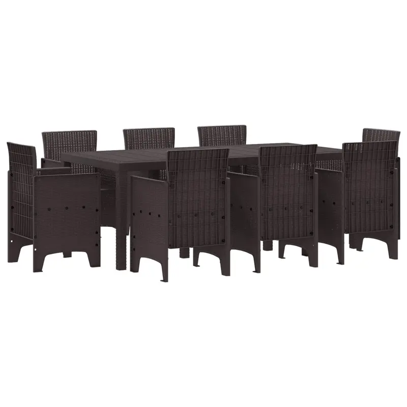 Conjunto de Comedor de Jardín 9 pcs Marrón Polipropileno