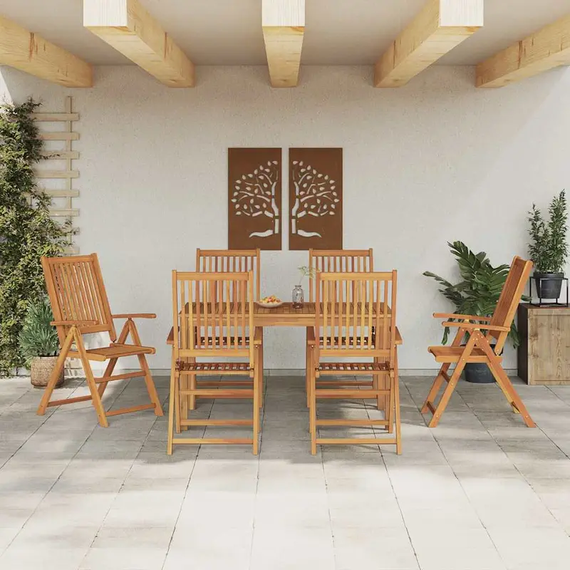 Conjunto de Comedor de Jardín Plegable 7 pcs Marrón
