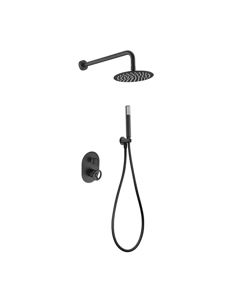 Conjunto de diseño moderno para ducha de pared con un acabado negro mate Olimpo de Imex