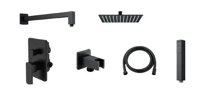 Conjunto de ducha a pared negro mate Skara de Källa