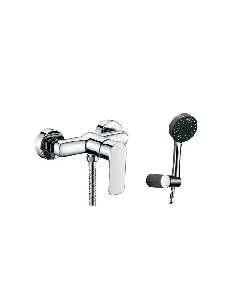 Conjunto de ducha con grifo monomando cromado y teleducha y flexo Cassio GME