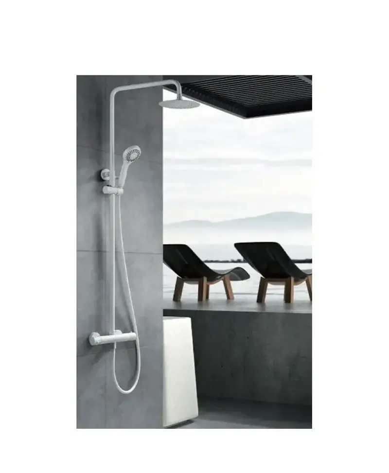 Conjunto de ducha con grifo termostático de diseño moderno con un acabado blanco mate Kent de Imex