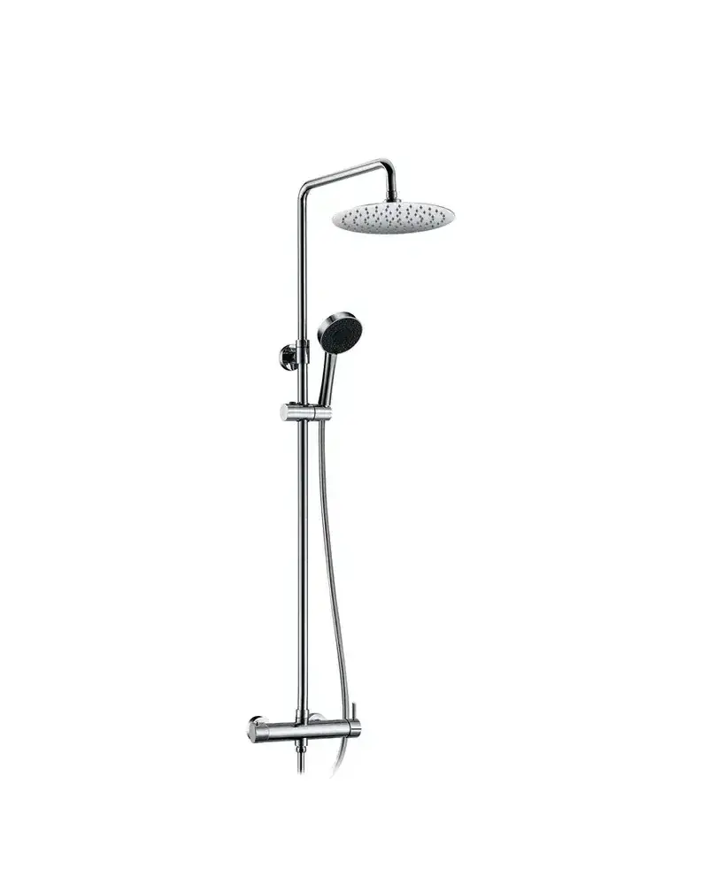Conjunto de ducha monomando con barra telescópica y teleducha regulable Round GME