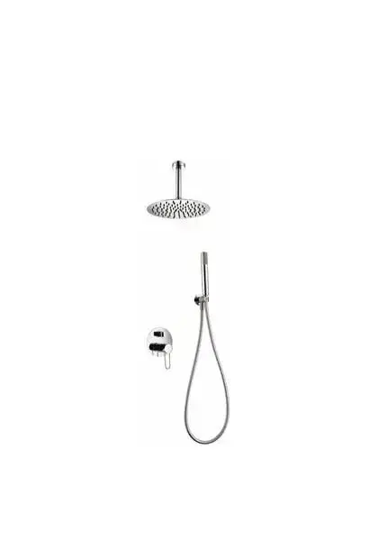 Conjunto de ducha monomando con un diseño moderno de acabado cromado de Imex