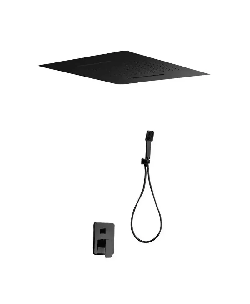 Conjunto de ducha monomando con un diseño moderno en color negro mate Sumatra de Imex