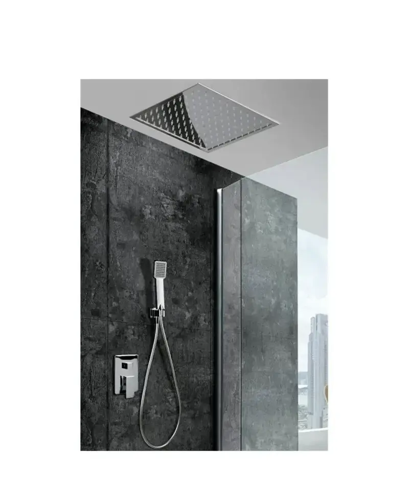 Conjunto de ducha monomando con un diseño moderno y un acabado cromado Volga de Imex