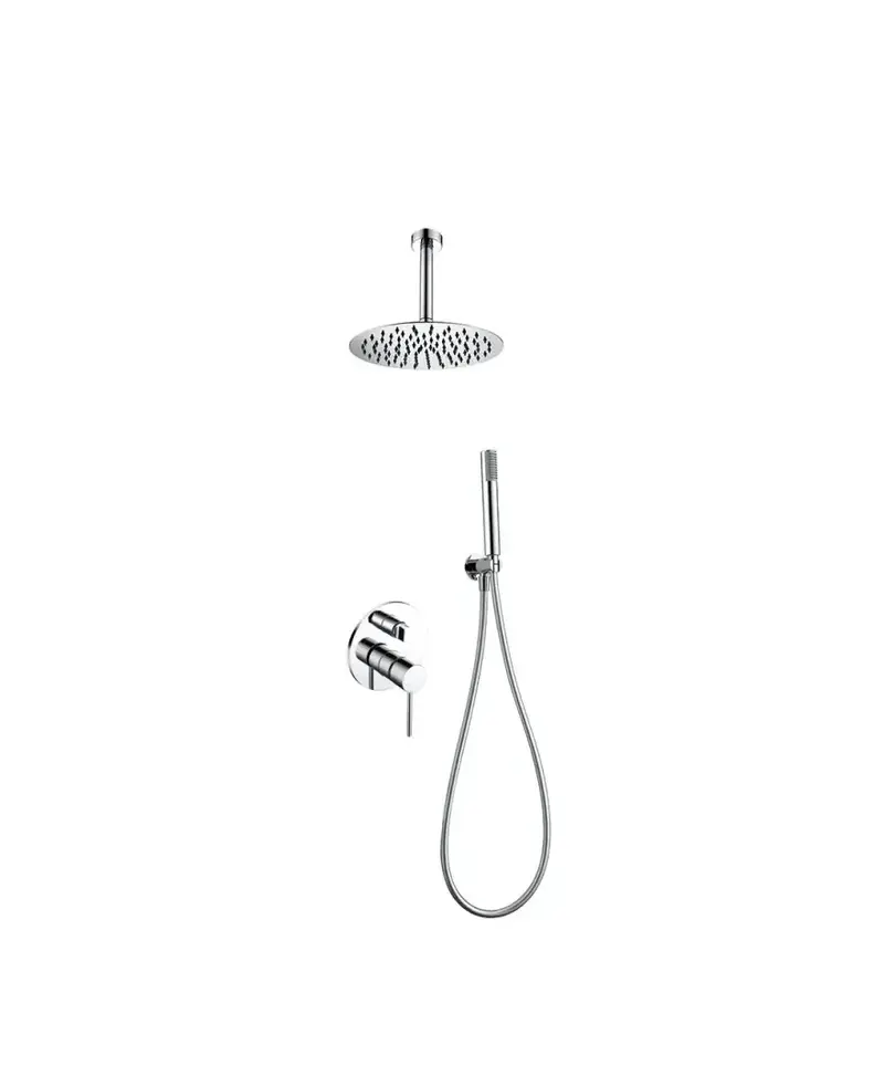 Conjunto de ducha monomando de diseño moderno con un acabado cromado thalos stick Milos de Imex