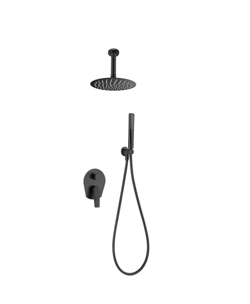 Conjunto de ducha monomando empotrado con mango y rociador acabado negro mate paros Delos de Imex
