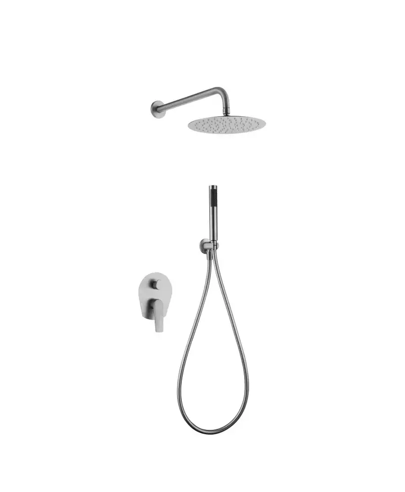 Conjunto de ducha monomando empotrado de acero inoxidable acabado satinado Delos de Imex