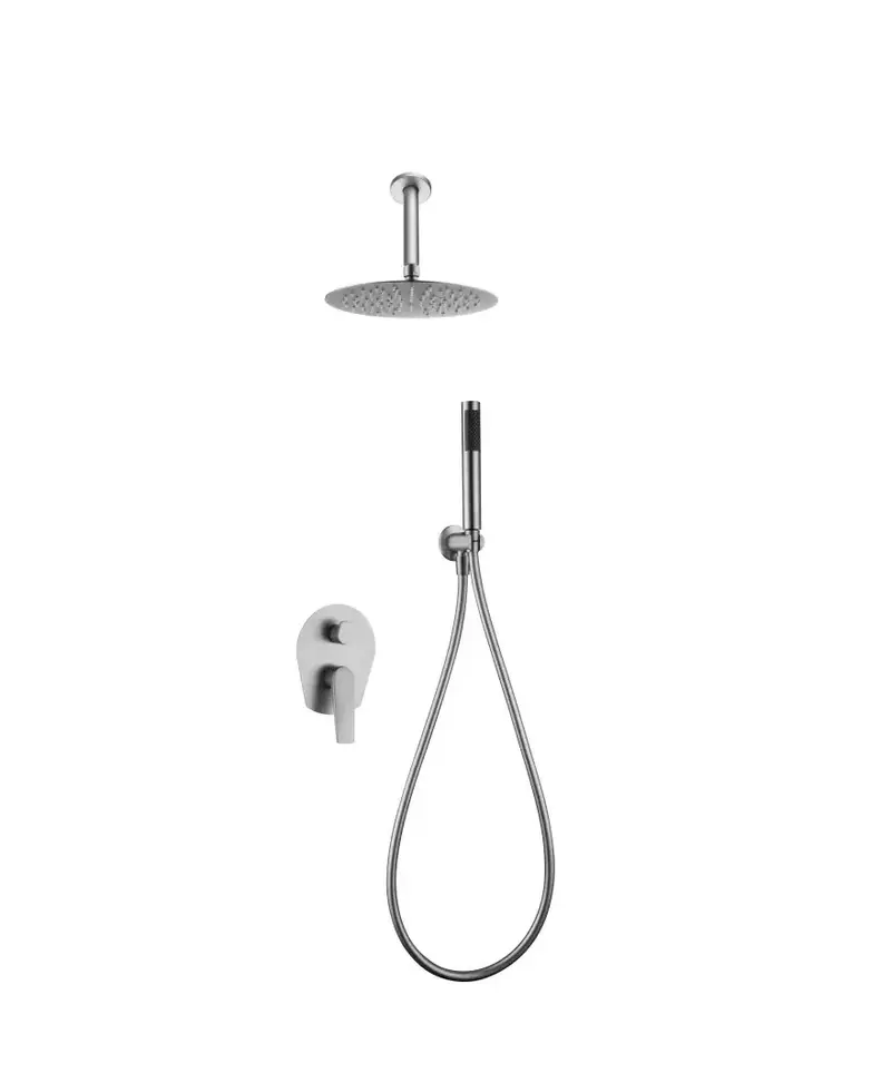 Conjunto de ducha monomando empotrado de acero inoxidable acabado satinado paros Delos de Imex