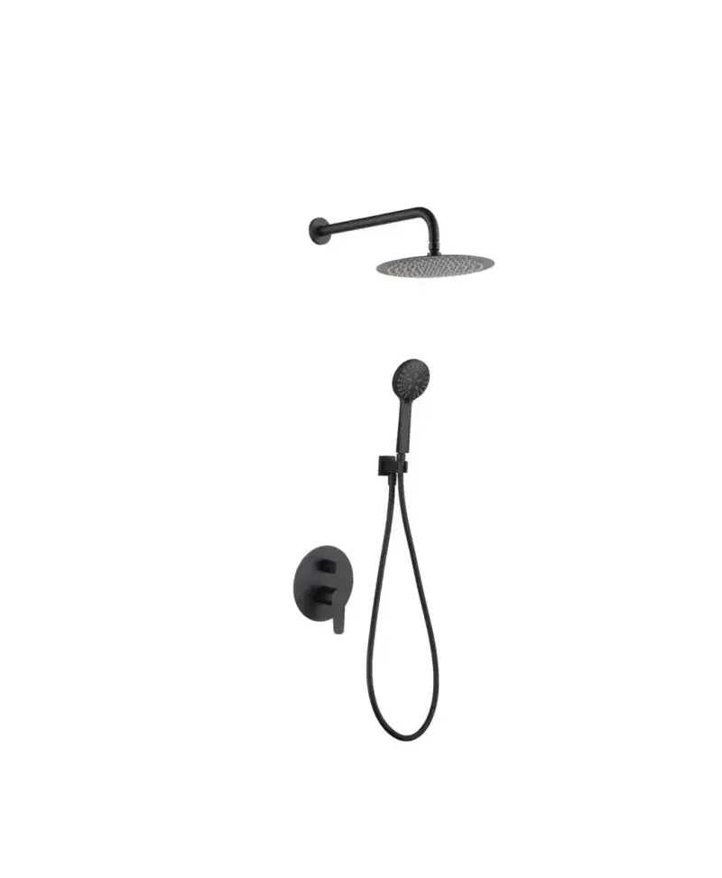 Conjunto de ducha monomando empotrado de acero inoxidable y latón con acabado negro mate Belgica de Imex