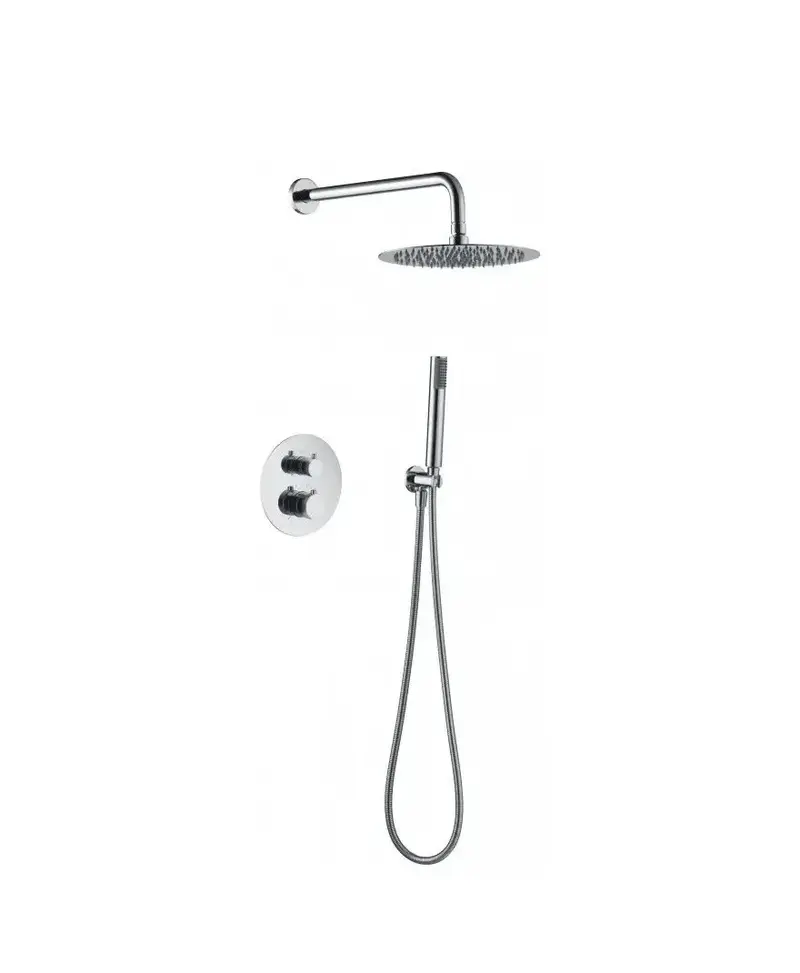 Conjunto de ducha termostática con un diseño empotrado de acabado cromado Line de Imex
