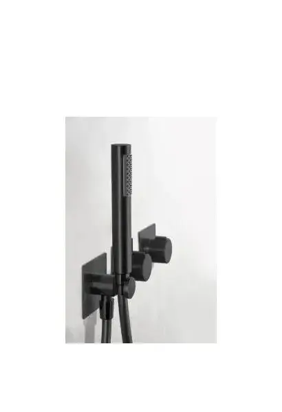 Conjunto de ducha termostático empotrado con rociador a pared o a techo acabado negro mate tibet de Imex