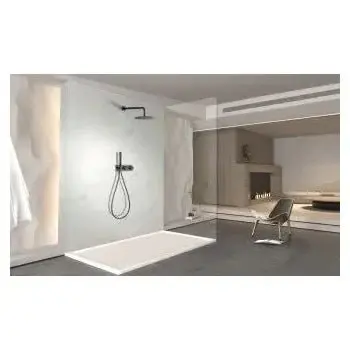 Conjunto de ducha termostático empotrado con rociador a pared o a techo acabado negro metalizado tibet de Imex