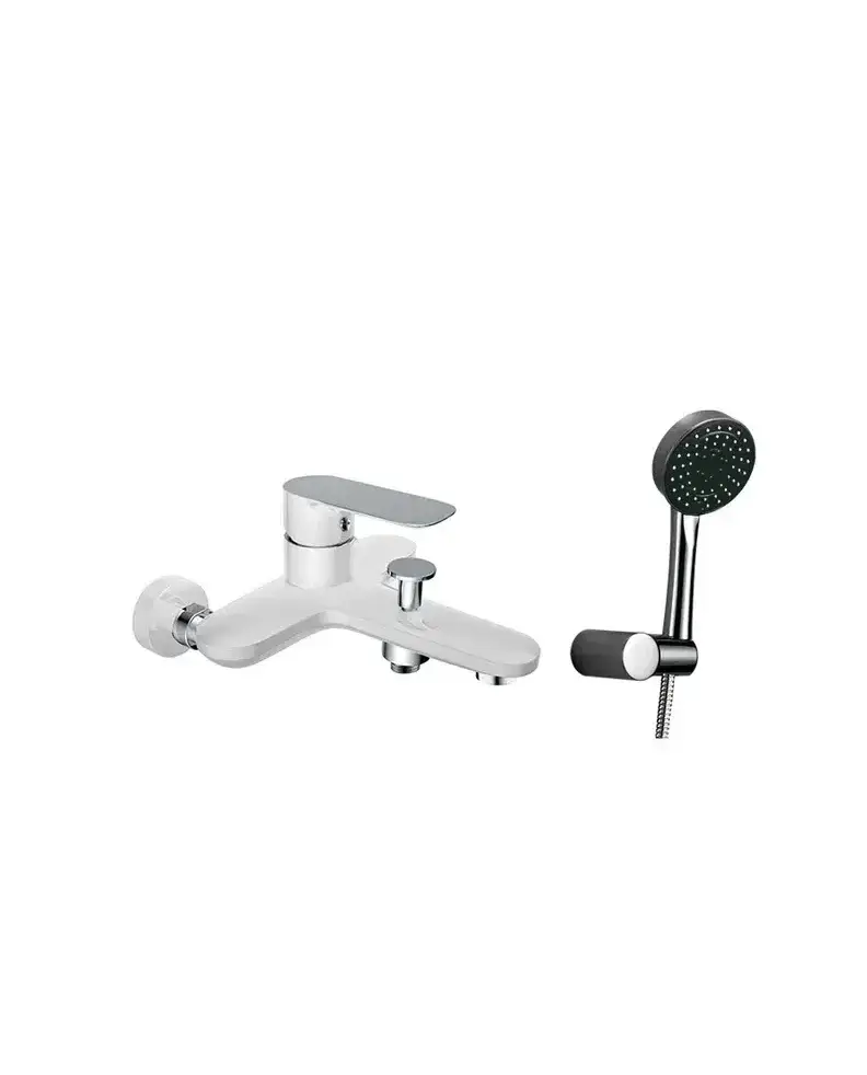 Conjunto de ducha y bañera monomando blanco con teleducha y cartucho cerámico de alta precisión Cassio de GME