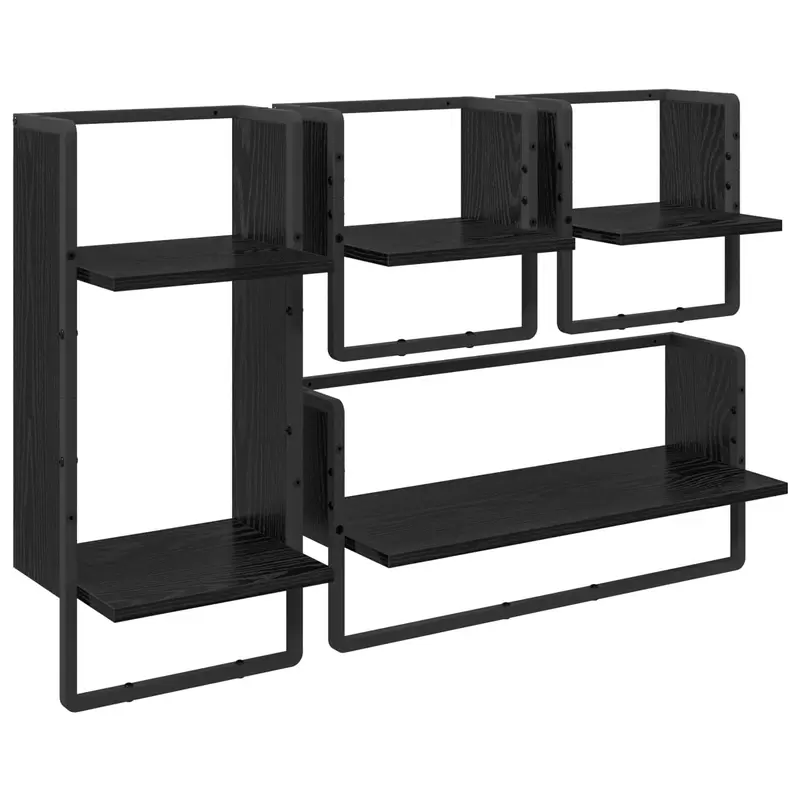 Conjunto de estantes de pared 4 pcs Roble Negro 65 x 25 x 30 cm
