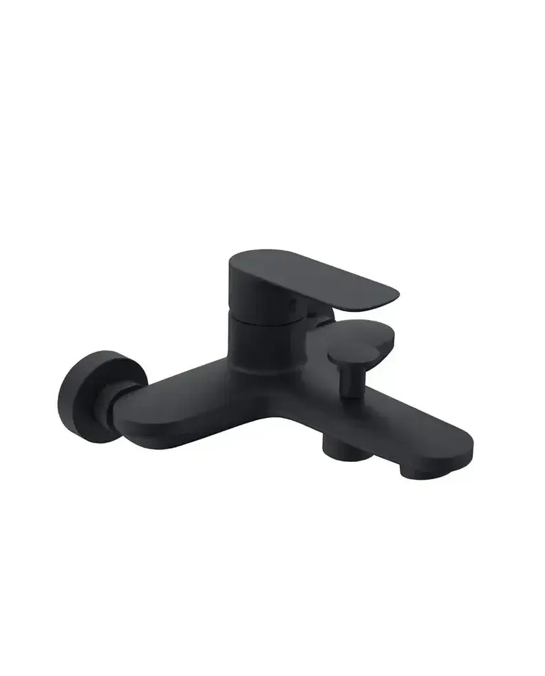 Conjunto de grifería para ducha y bañera negro mate monomando con teleducha y soporte Cassio de GME
