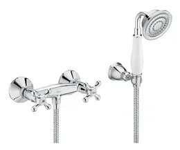 Conjunto de grifo bimando para ducha de pared con acabado cromado Carmen Roca