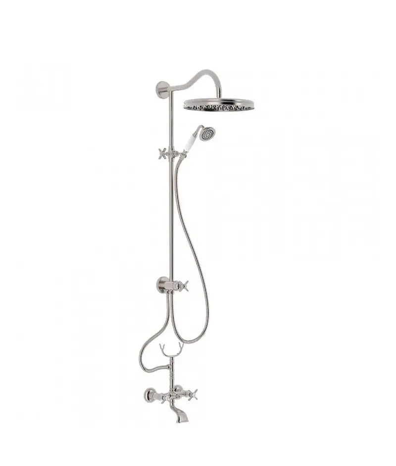 Conjunto de grifo para bañera y ducha de latón con acabado en acero estilo clásico Clasic TRES