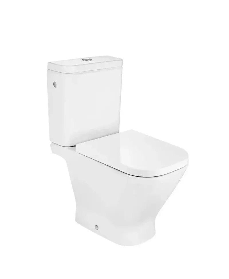 Conjunto de inodoro completo salida dual con cisterna tapa y asiento Rimless The Gap Square Roca
