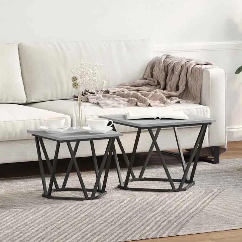 Conjunto de mesas auxiliares 2 pcs Gris Sonoma