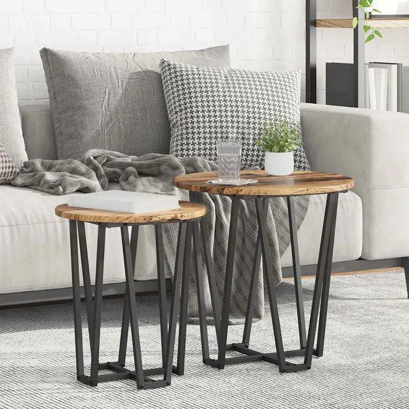 Conjunto de mesas auxiliares 2 pcs Madera envejecida y negra