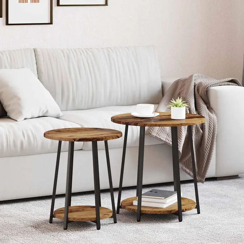 Conjunto de mesas auxiliares 2 pcs Madera envejecida y negra