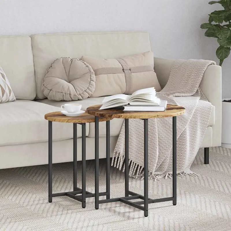Conjunto de mesas auxiliares 2 pcs Madera envejecida y negra