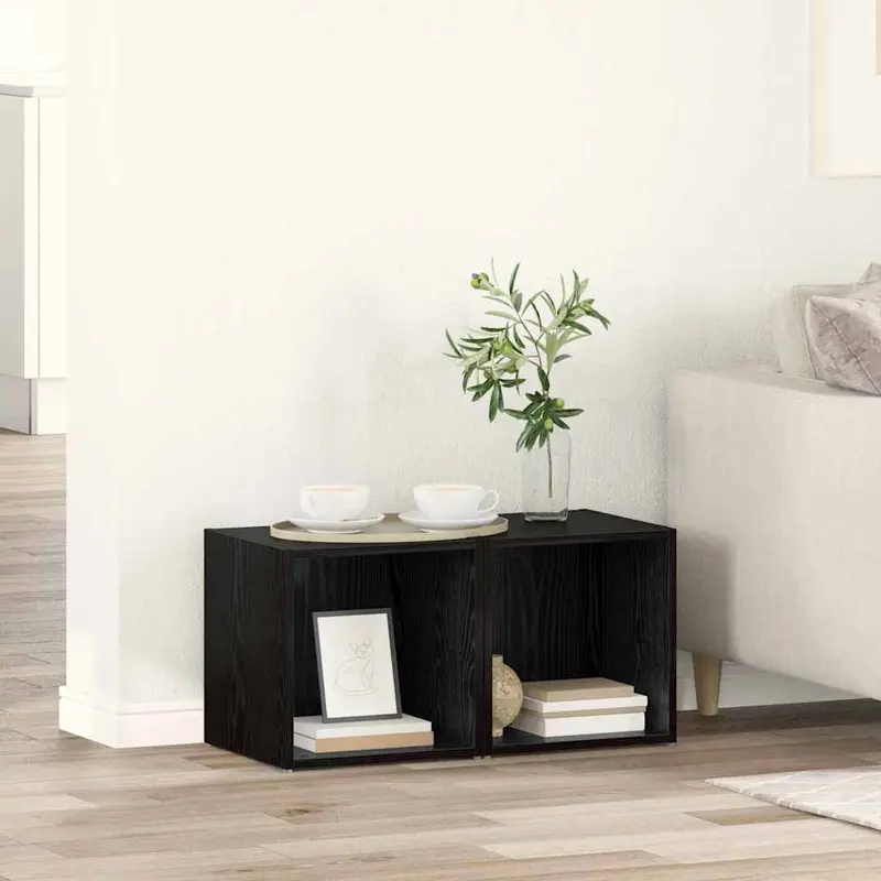 Conjunto de mueble de TV 2 pcs 37 x 35 x 37,5 cm Negro