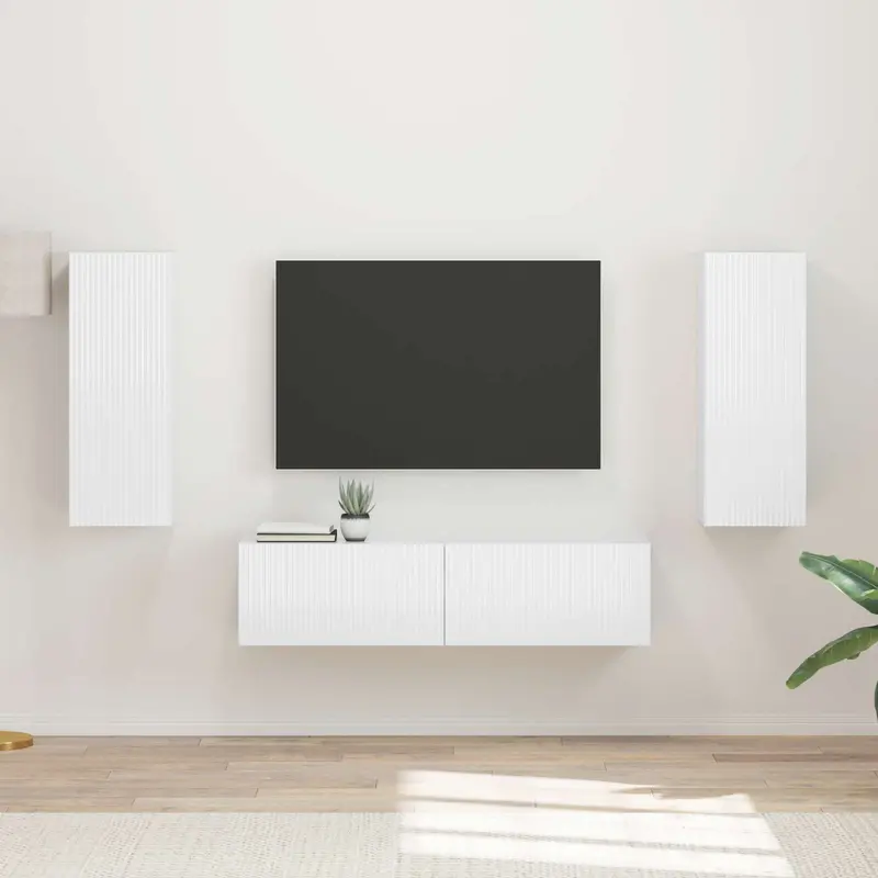 Conjunto de mueble de TV 2 pcs brillante Madera de ingeniería
