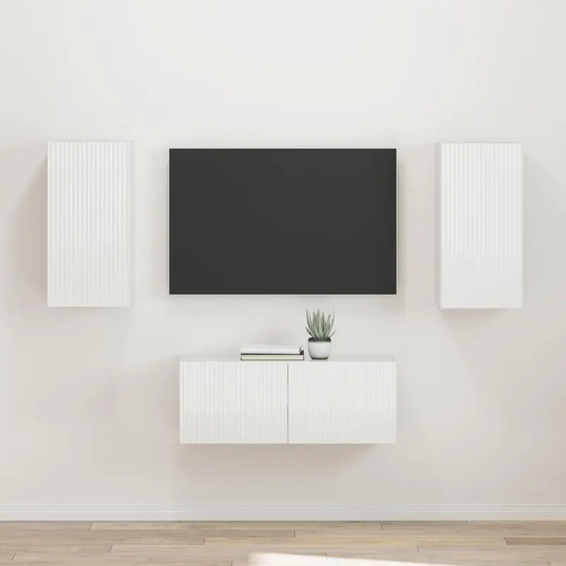 Conjunto de mueble de TV 2 pcs brillante Madera de ingeniería