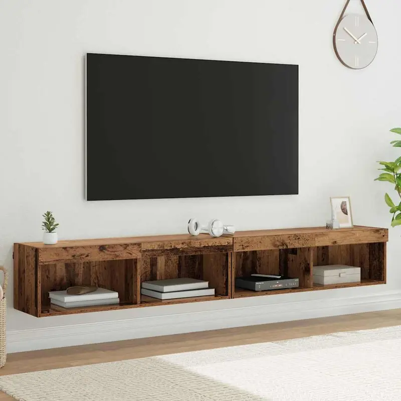 Conjunto de mueble de TV 2 pcs Madera vieja 100 x 30 x 30 cm
