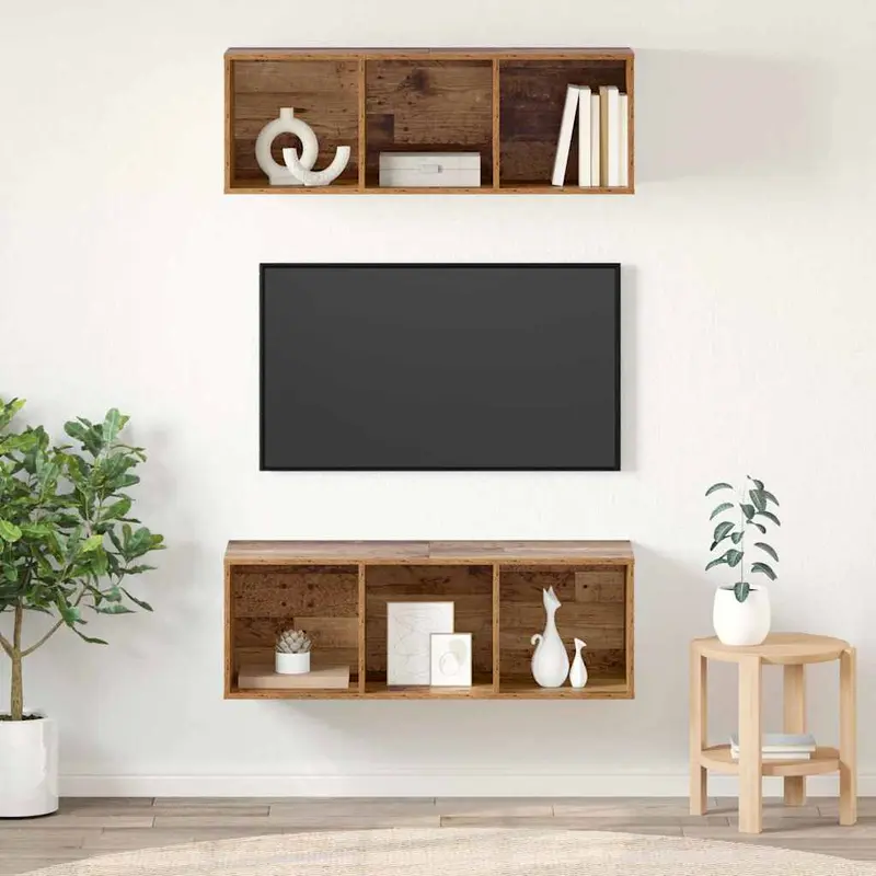 Conjunto de mueble de TV 2 pcs Madera Vieja 37 x 37 x 107 cm